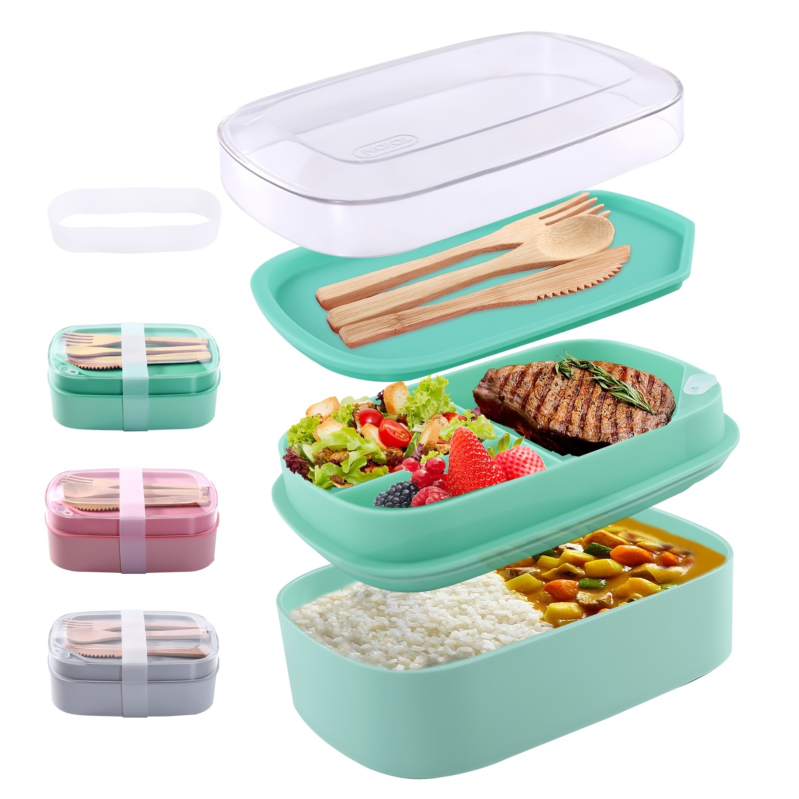 3-in-1 Bento Box Set - Microwave And Dishwasher Safe Lunch Box With  Dividers And Utensils - Perfect For School, Travel, And Snacks - Temu  Germany
