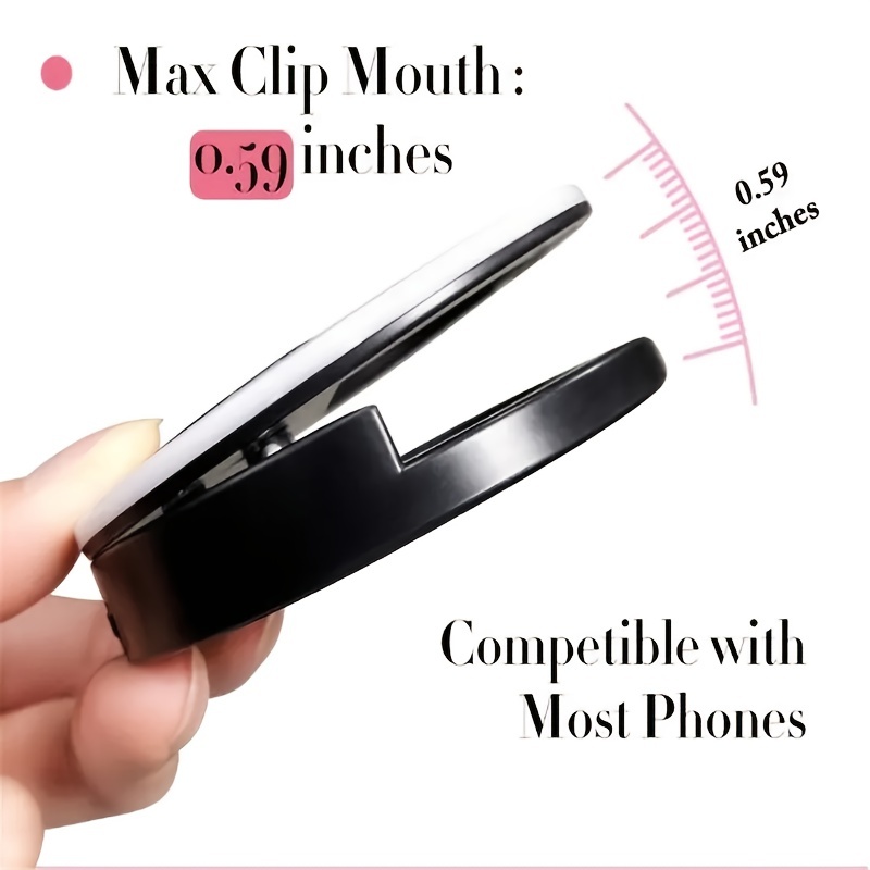 CLEANTRUST LED Selfie Flash Ring Light - Portable Mini Fill Light for Phone Live Streaming & Video, Bright White LED Ringlight for Photos & Videos, Battery-Powered, Easy to Clean & Skin-Friendly, Phone Lights for Decoratio