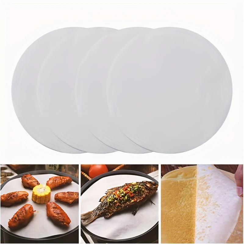 8-Inch Parchment Paper Rounds with Lift Tabs, 100 Sheets Nonstick