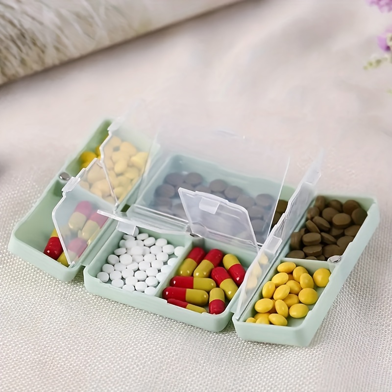 Design Flip Multi-Grid Medicine Storage Box Organizer 6 Compartment  Portable Mini Suitcase Travel Pill Box