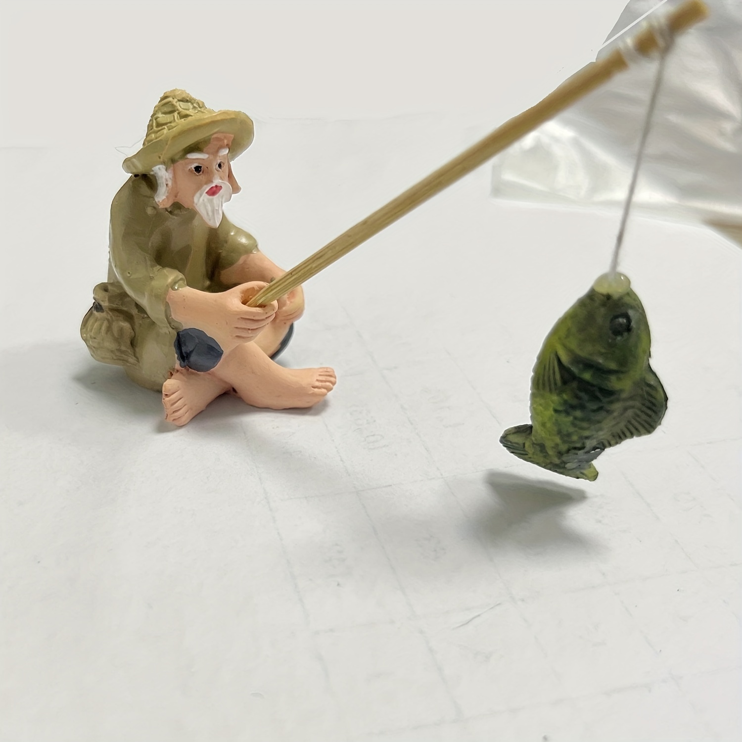 1pc Old Man Fishing Statue - The Perfect Garden Ornament for Your  Micro-Landscape!