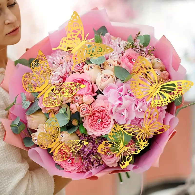 25 Hojas Papel De Envolver Flores Papel De Ramo Floral Rosa - Temu