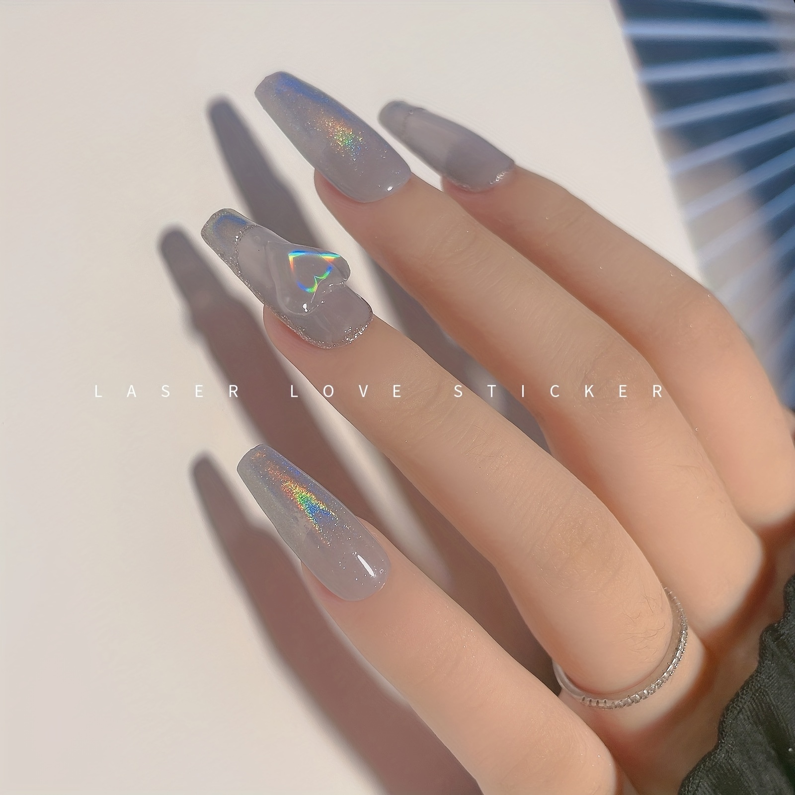Aurora Holographic Heart Nail Art Stickers - Valentine's Day Nail Decor For  Women And Girls - Love Sticker Nail Art Decal With Laser Design - Temu
