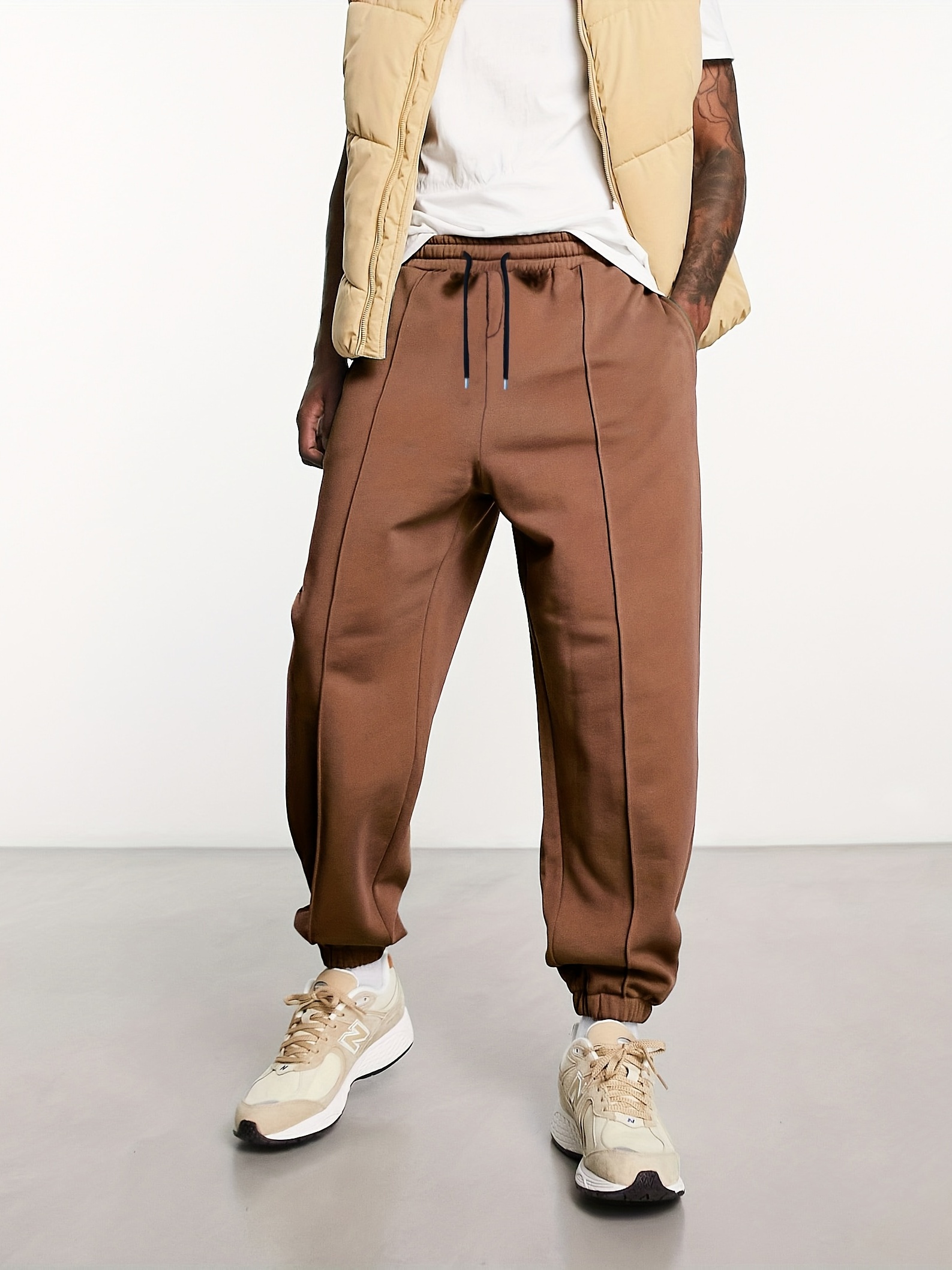 Classic Design Joggers, Men's Casual Waist Drawstring Tapered Thin