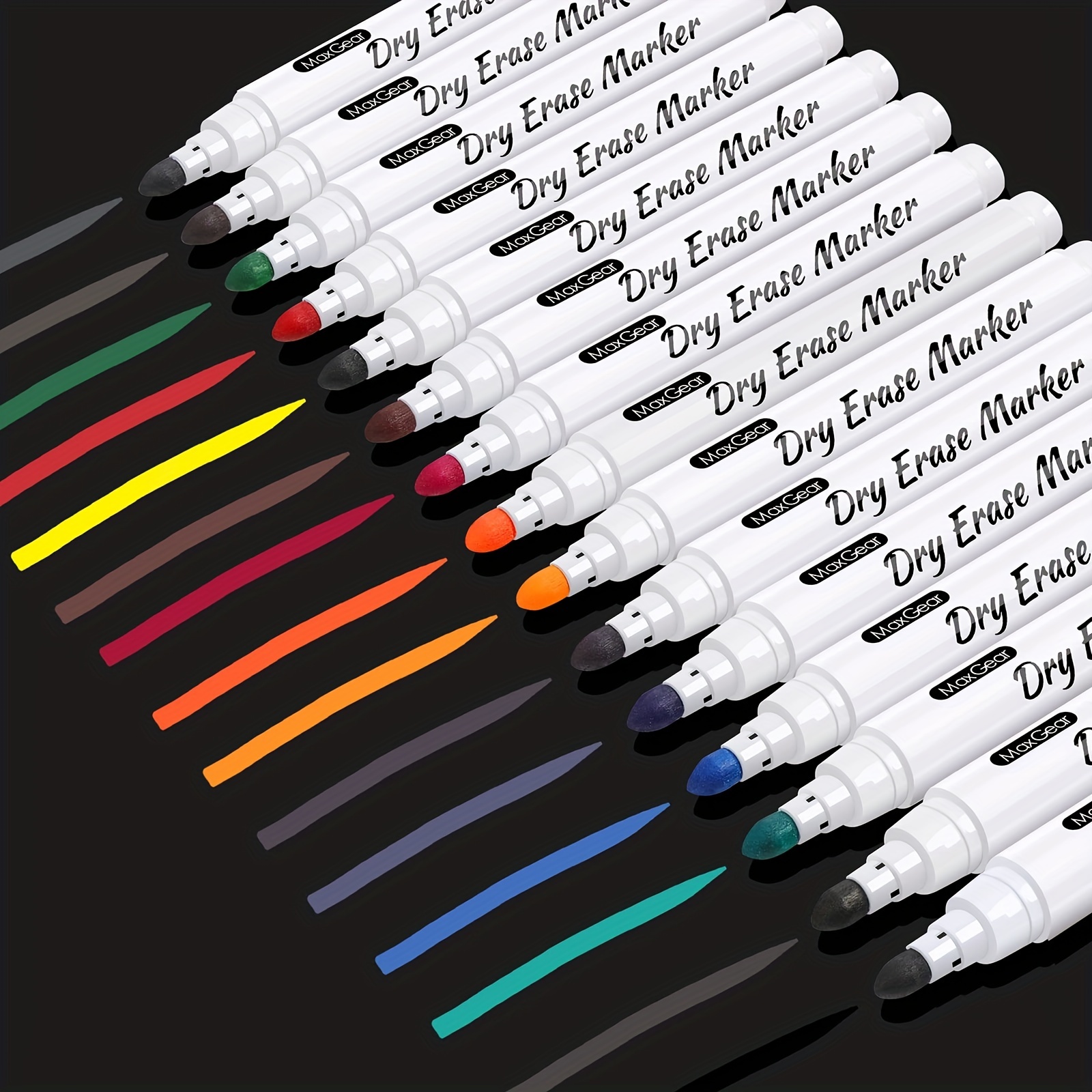 Volcanics Dry Erase Markers Low Odor Fine Whiteboard Markers Thin Box of  30, 10 Colors