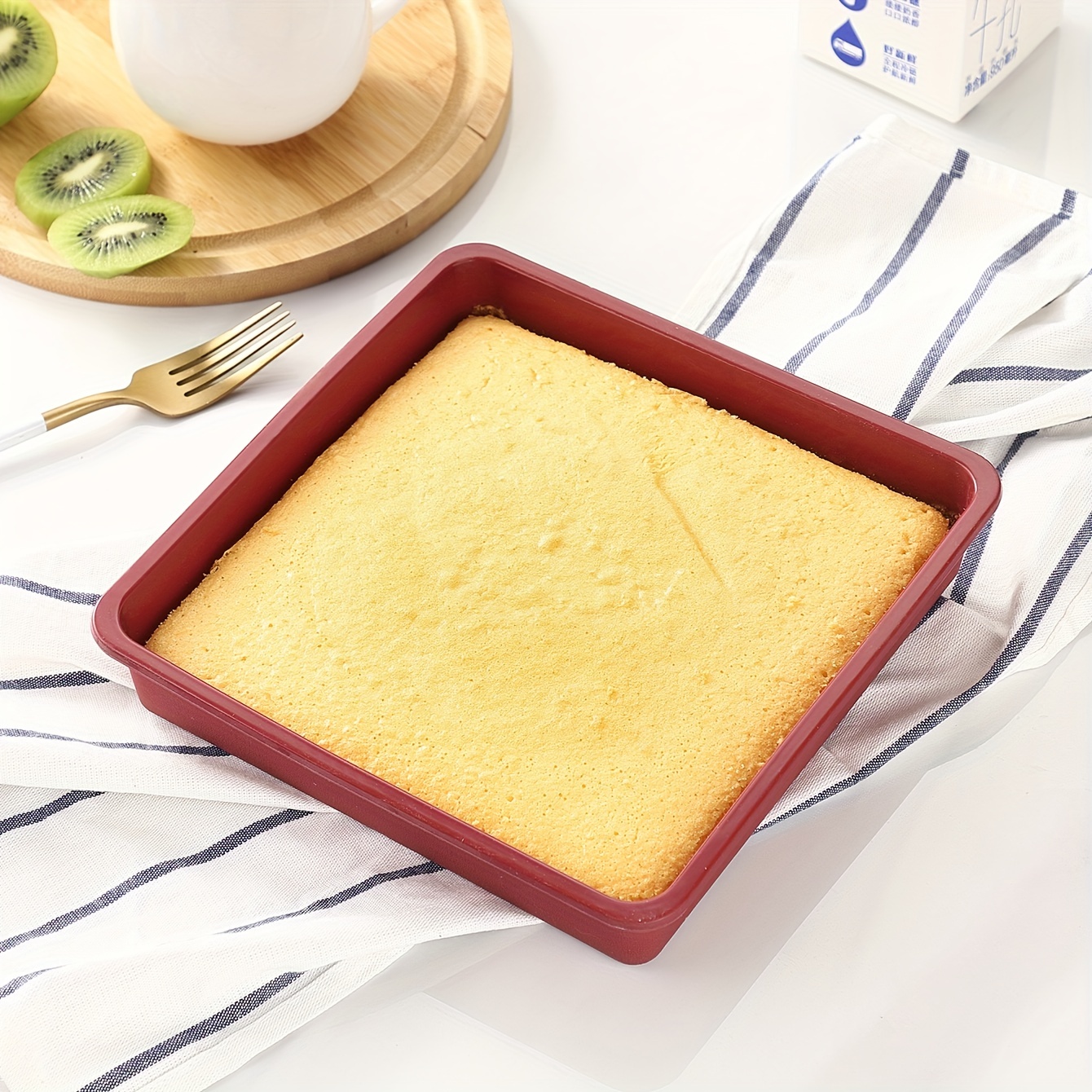 1pc, Square Silicone Cake Pan (9.65''x9.92''), Heat Resistant Baking Cake  Mold, Baking Pan, Oven Accessories, Baking Tools, Kitchen Gadgets, Kitchen A