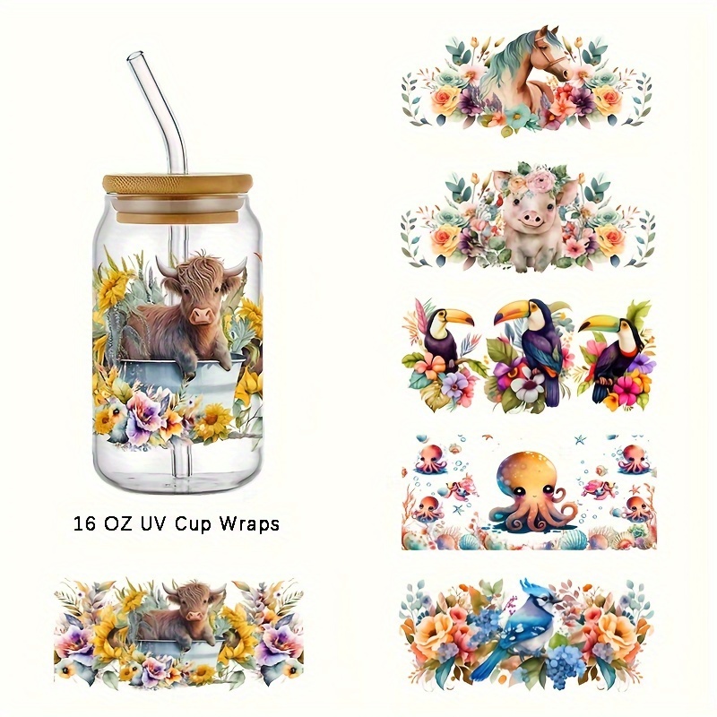 Uv Dtf Cup Wrap Transfer Stickers For Glass Cups uv Dtf - Temu