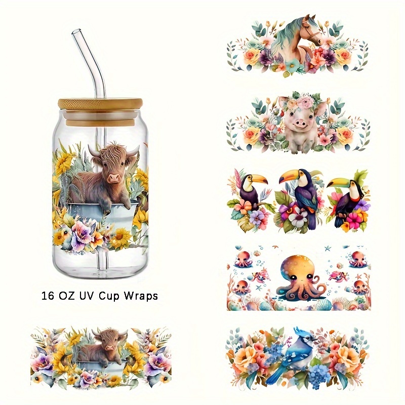 Uv Dtf Transfer Stickers Cute Animal Design Cup Wrap Decals - Temu