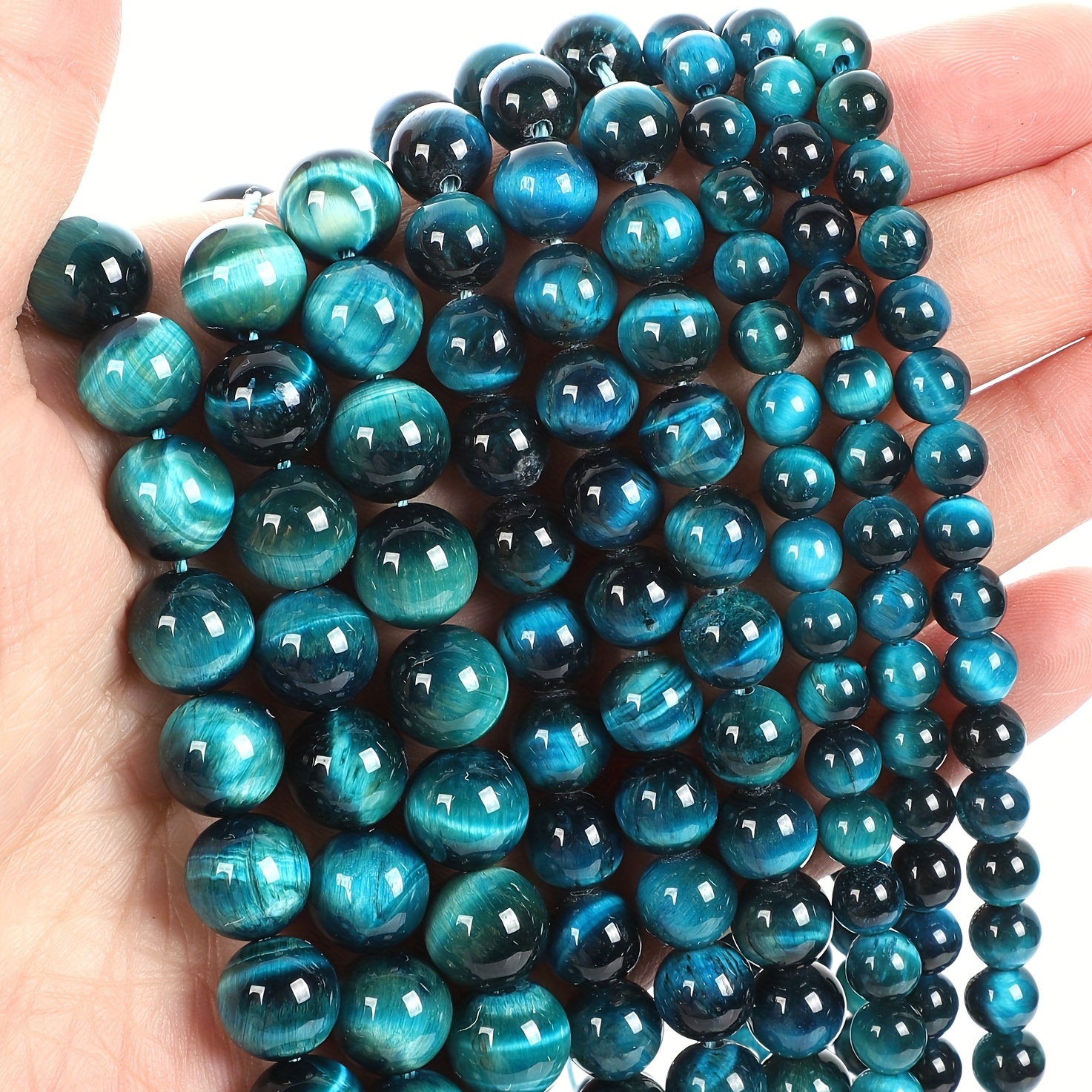 Natural Blue Rain Flower Striped Gemstones Round Bulk Beads - Temu