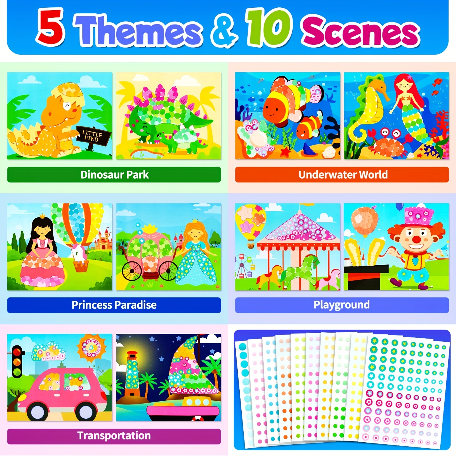 Watifisa Dot Stickers Art Crafts for Kids Ages 4-8, DIY Reusable Sticker  Book for Toddlers Mess Free Coloring Activity Kit, Gift Craft for Kids  Travel