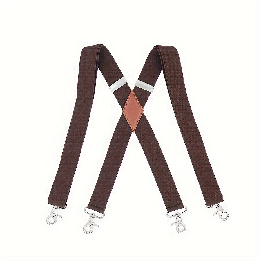 ON SALE!! Men Leather Suspender Braces Y-Back Snap Hook Adjustable