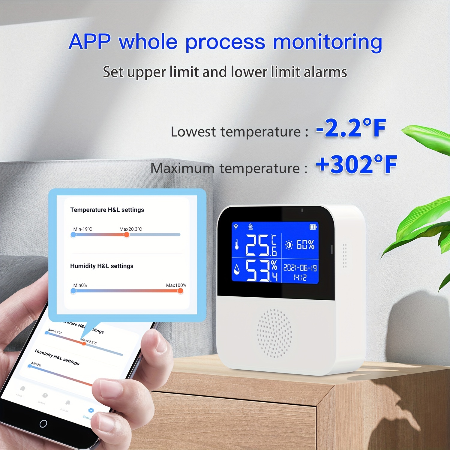 LCD Tuya WiFi Smart Temperature & Humidity Sensor Indoor Hygrometer  Thermometer