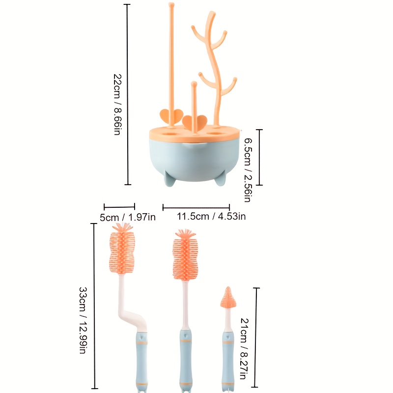 Spazzola Per La Pulizia In Silicone Per Biberon, Spazzola Per La Pulizia  Portatile Con Rotazione A 360 Gradi, Set Di Spazzole Per La Pulizia Delle  Bottiglie, Con Stendino - Temu Italy