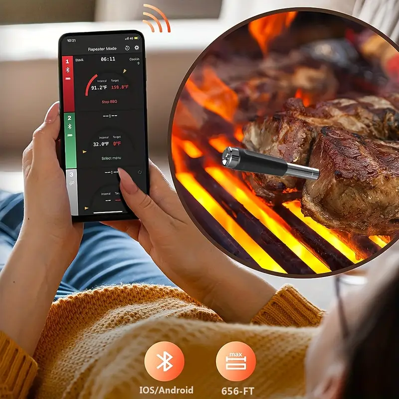 Meat Thermometers, Premium Wireless Smart Meat Thermometer For Bbq