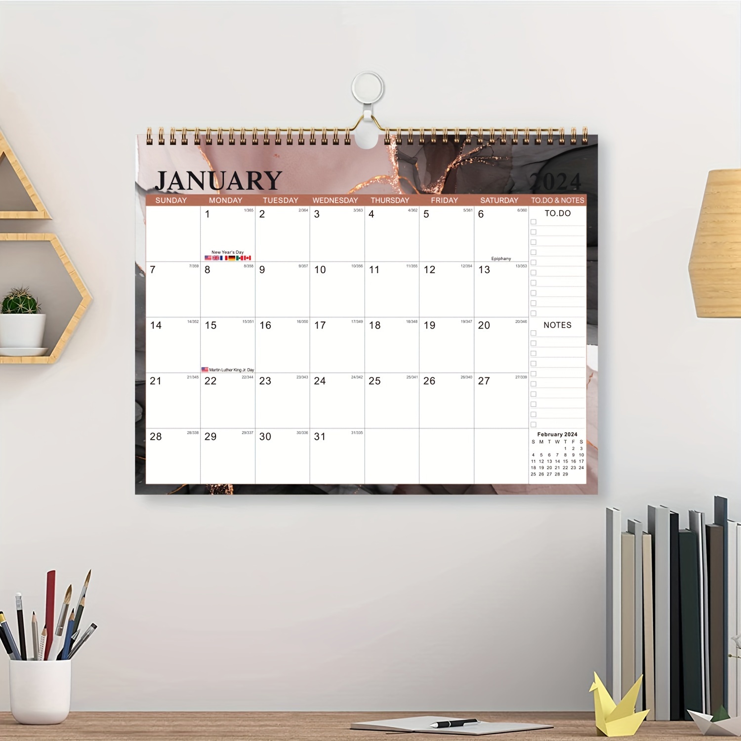 14.57*11.42inch, 2024 Wall Calendar Monthly Calendar Large Wall Calendar  2024 Calendar Calendar 2024-2025 Wall Schedule Board Schedule Pocket Chart  De