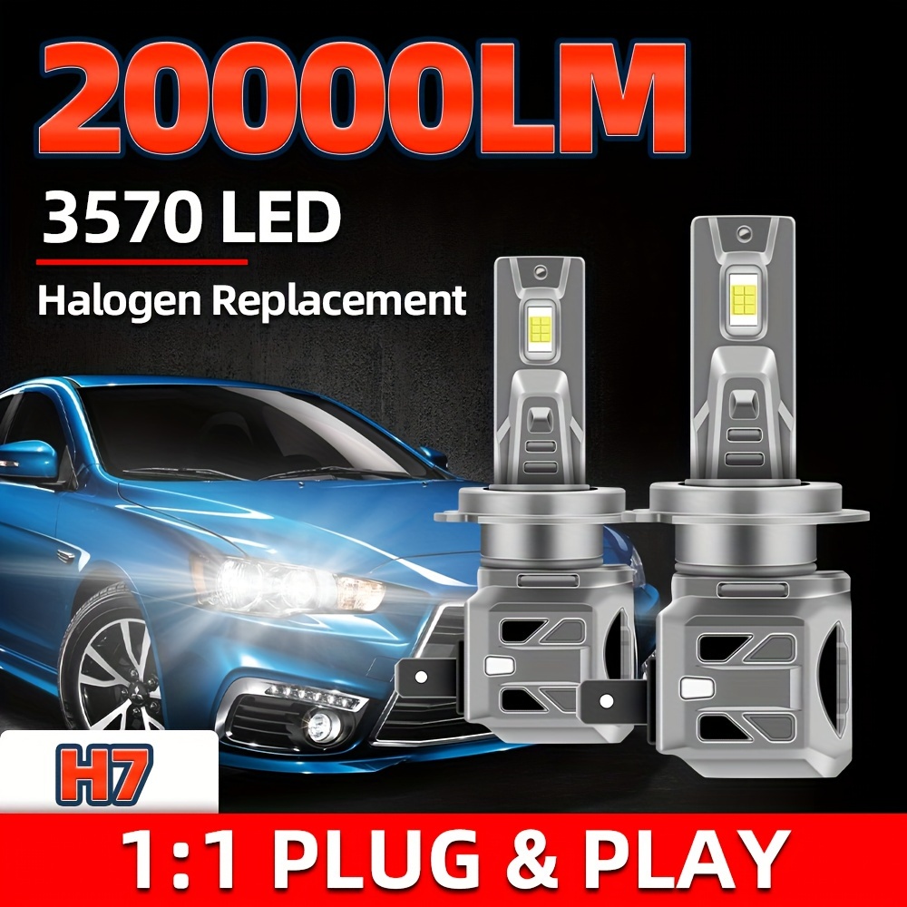 2pcs H7 Led Lamp Super Bright Car Fog Lights Headlight 12v 24v 6000k White  Driving Running Led H7 Bulbs For Auto Automotive