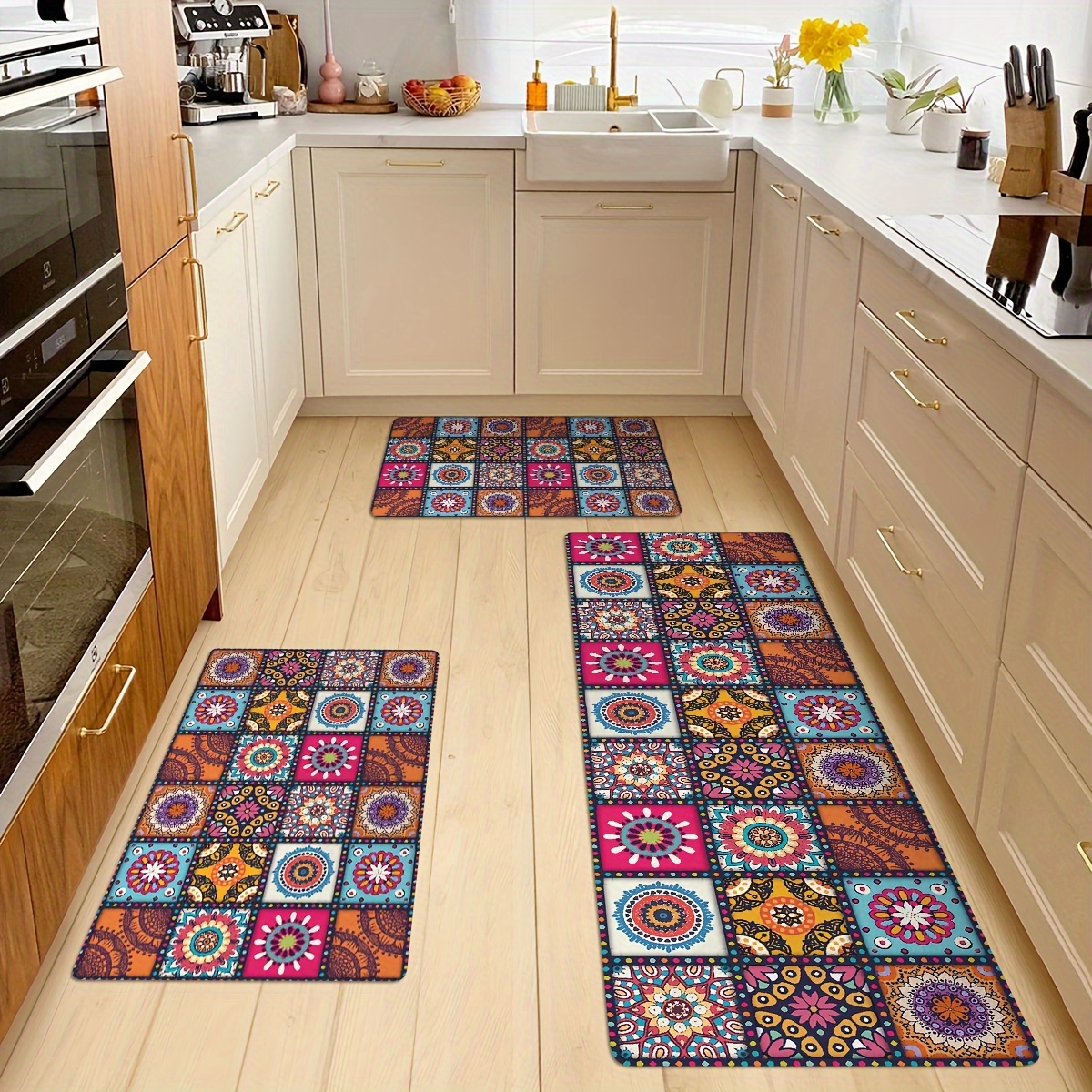 Rugshop Kitchen Mats for Sink Modern Floral Anti Fatigue Standing Mat  Bathmat