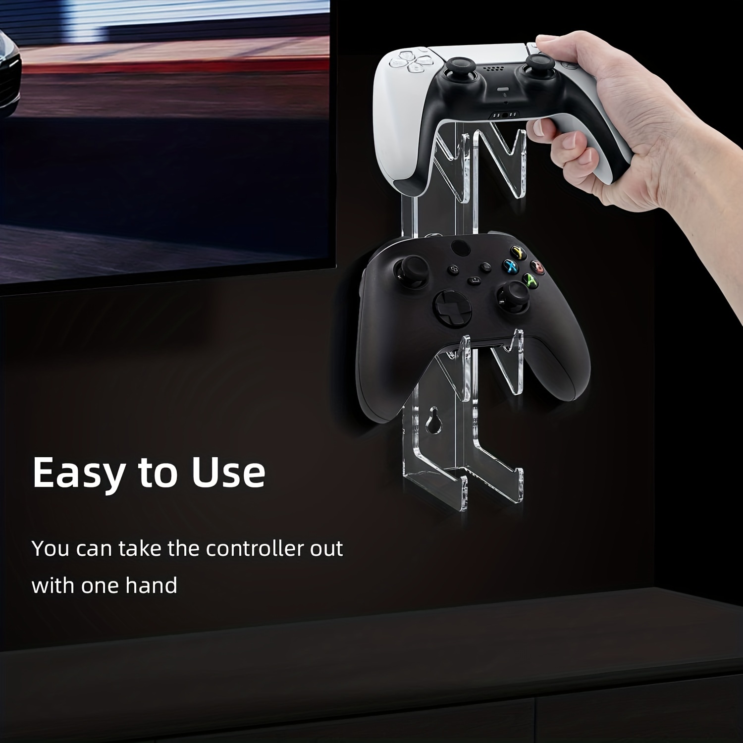 MoKo Soporte para controlador de doble gamepad y colgador de auriculares  compatible con Xbox One, Xbox 360, PS3, PS4, PS5, PC, STEAM, Switch,  Soporte