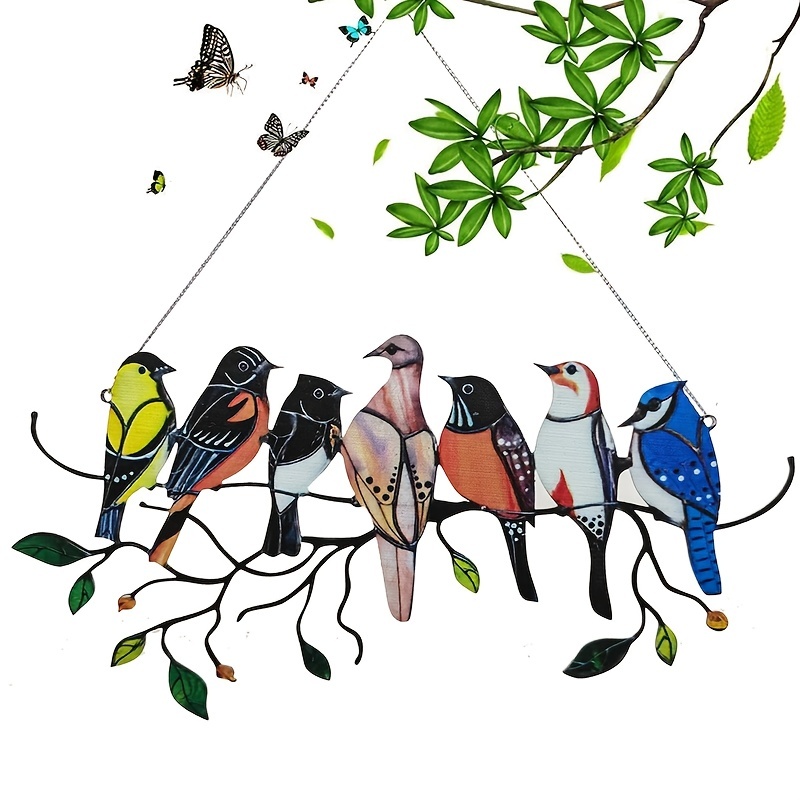 1pc Oiseau En Métal Multicolore En Ligne Série D'ornements - Temu