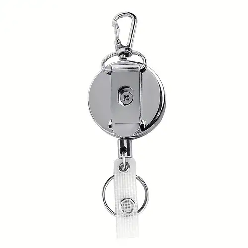 Retractable ID Badge Holder, Heavy Duty Badge Reel with Belt Clip Key Bak  for Name Tag Key Chain, with 26.5” Steel Wire Cord for Office/Outdoor