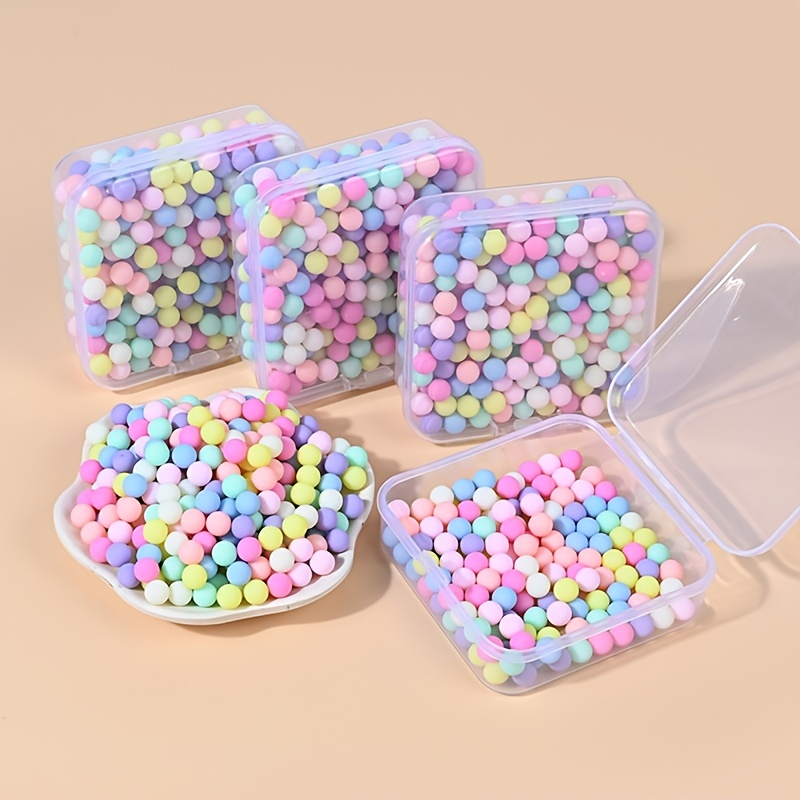 Acrylic Assorted Color Round Bead Case Box Diy Handmade - Temu