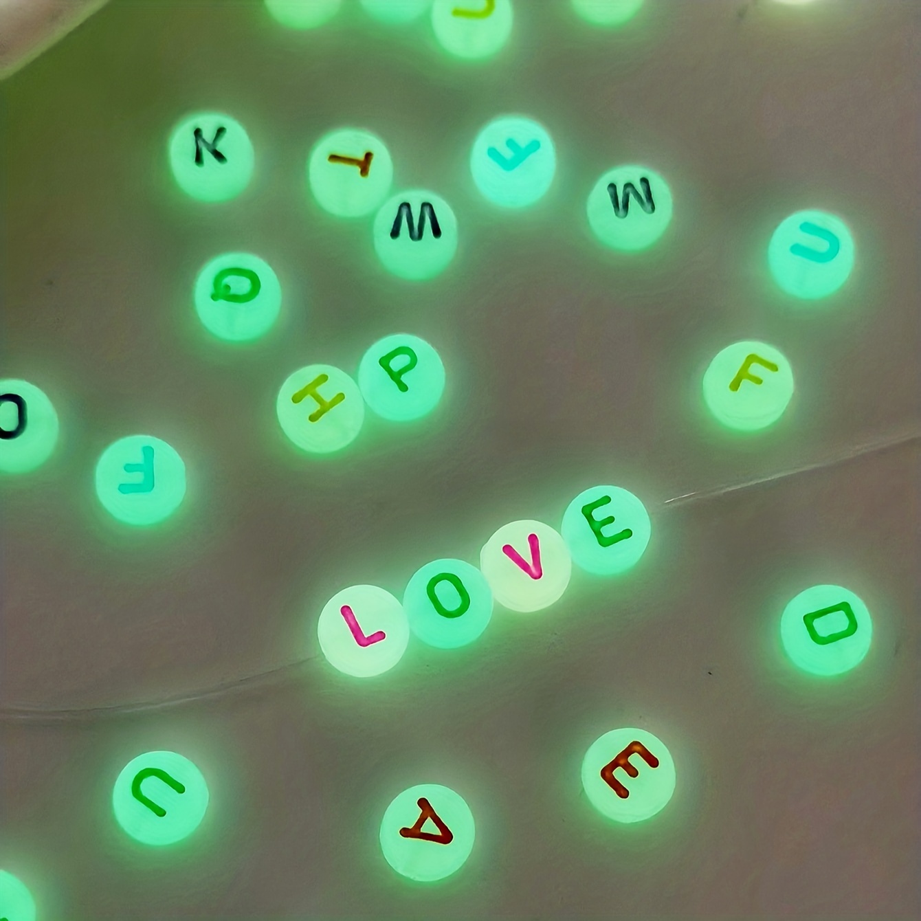 Letter Beads Uv Luminous Square Acrylic Glow In The Dark - Temu