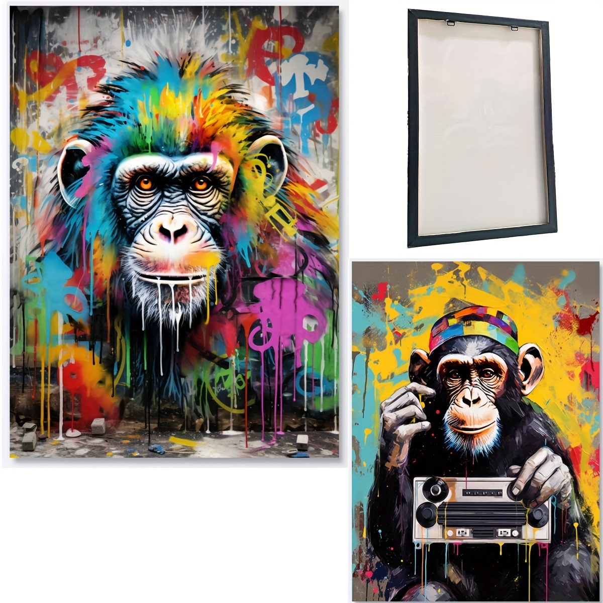 Banksy Wall Art Monkey,Follow Your Dreams Poster,Inspirational Quotes  Posters,Graffiti Canvas Painting Gorilla Poster Modern Pop Art Wall Decor  for