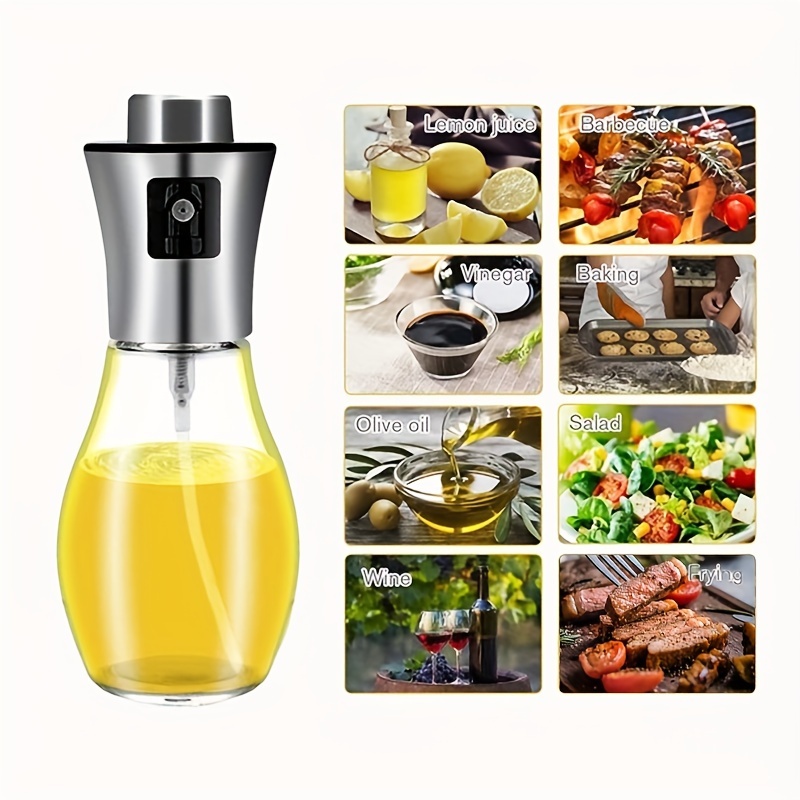 Olive Oil Dispenser Bottle Oil Sprayer Dispenser Vinegar Sprayer Dressing  Spray Portable, Grilling Olive Oil Glass Bottle 200ml, For Kitchen, Cooking