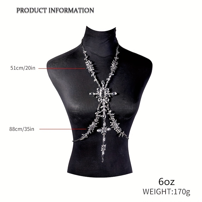Sexy Iced Out Shiny Rhinestone Multi Layers Body Chain Collar Necklace  Chest Chain Jewelry