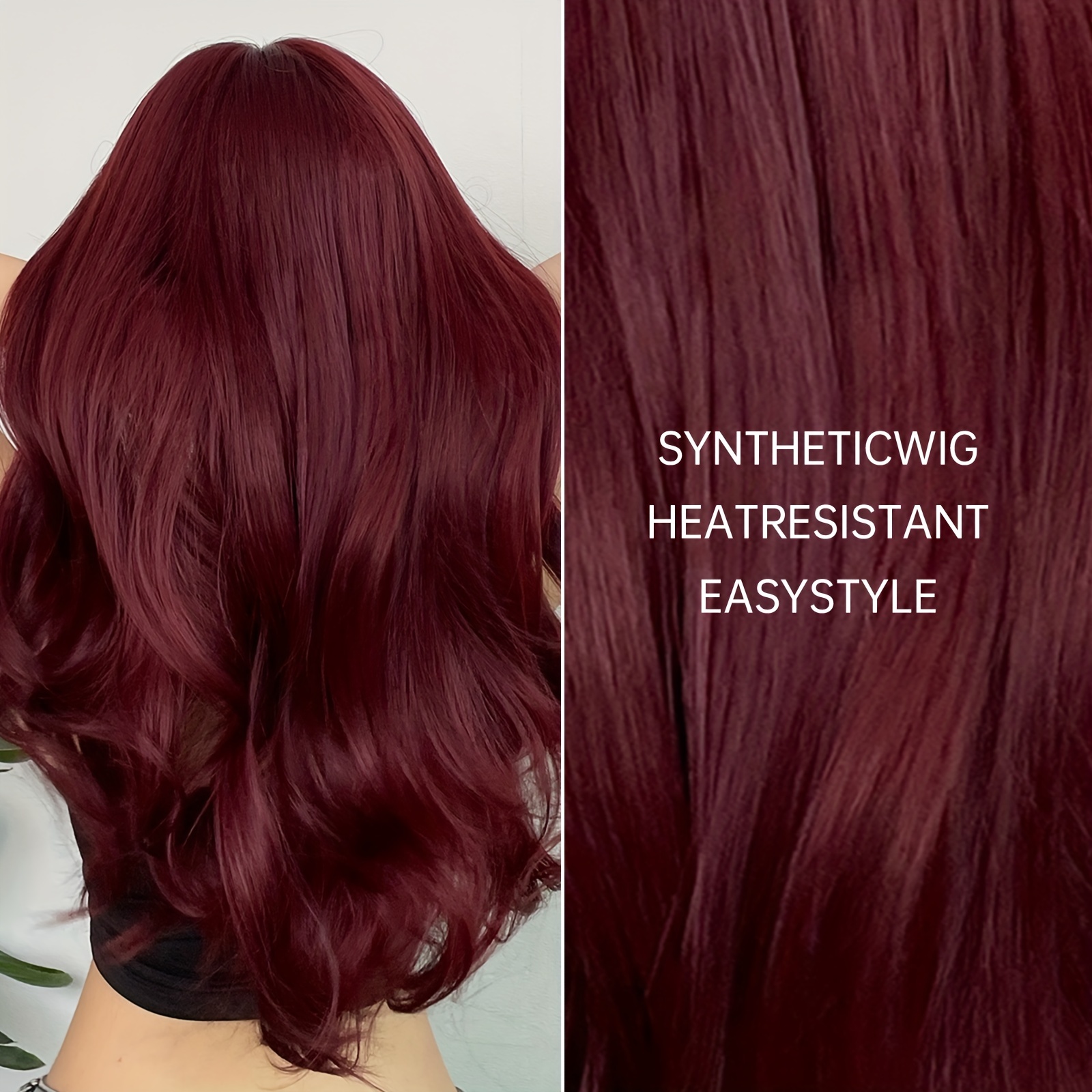 WIG ME UP Damenperücke Lang Gestuft - Burgunderrot, 80 Cm, Mit Kopfhautimitat, Verstellbar