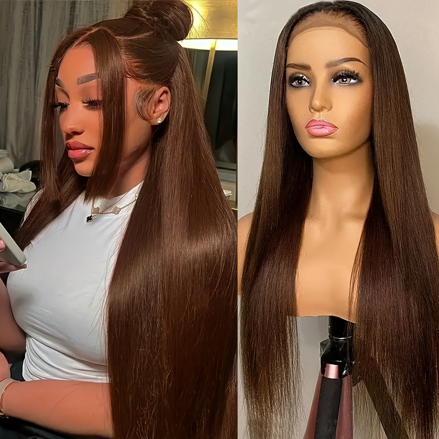 Wear And Go Glueless Wig Chocolate Brown Body Wave Lace - Temu