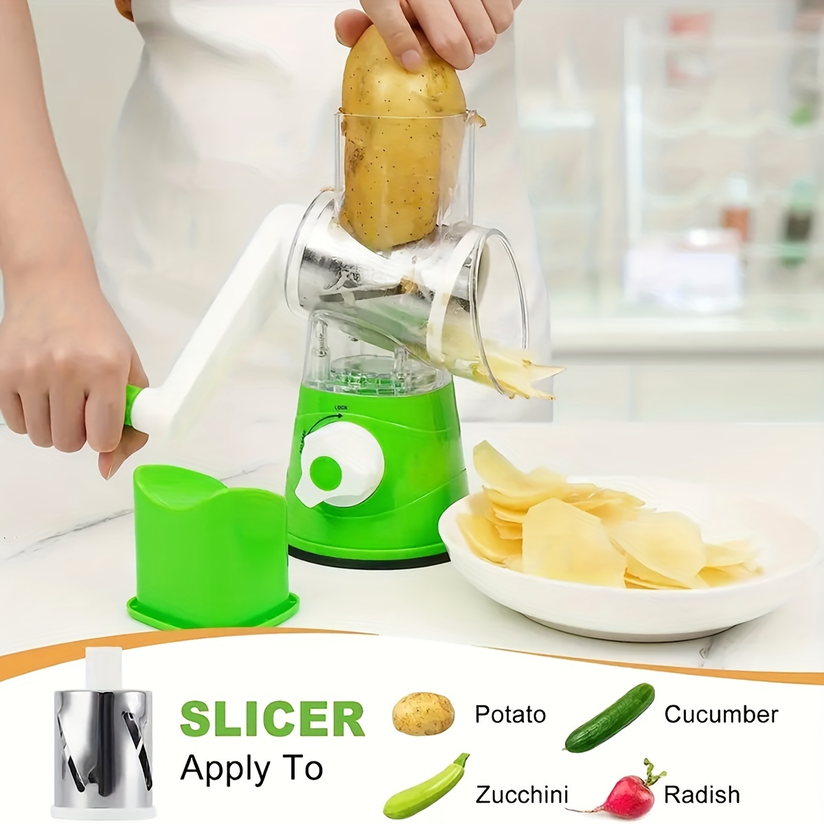 Electric Home Use Vegetable Slicer Fruit Maker Machine Potato Grater w/ 4  Blades