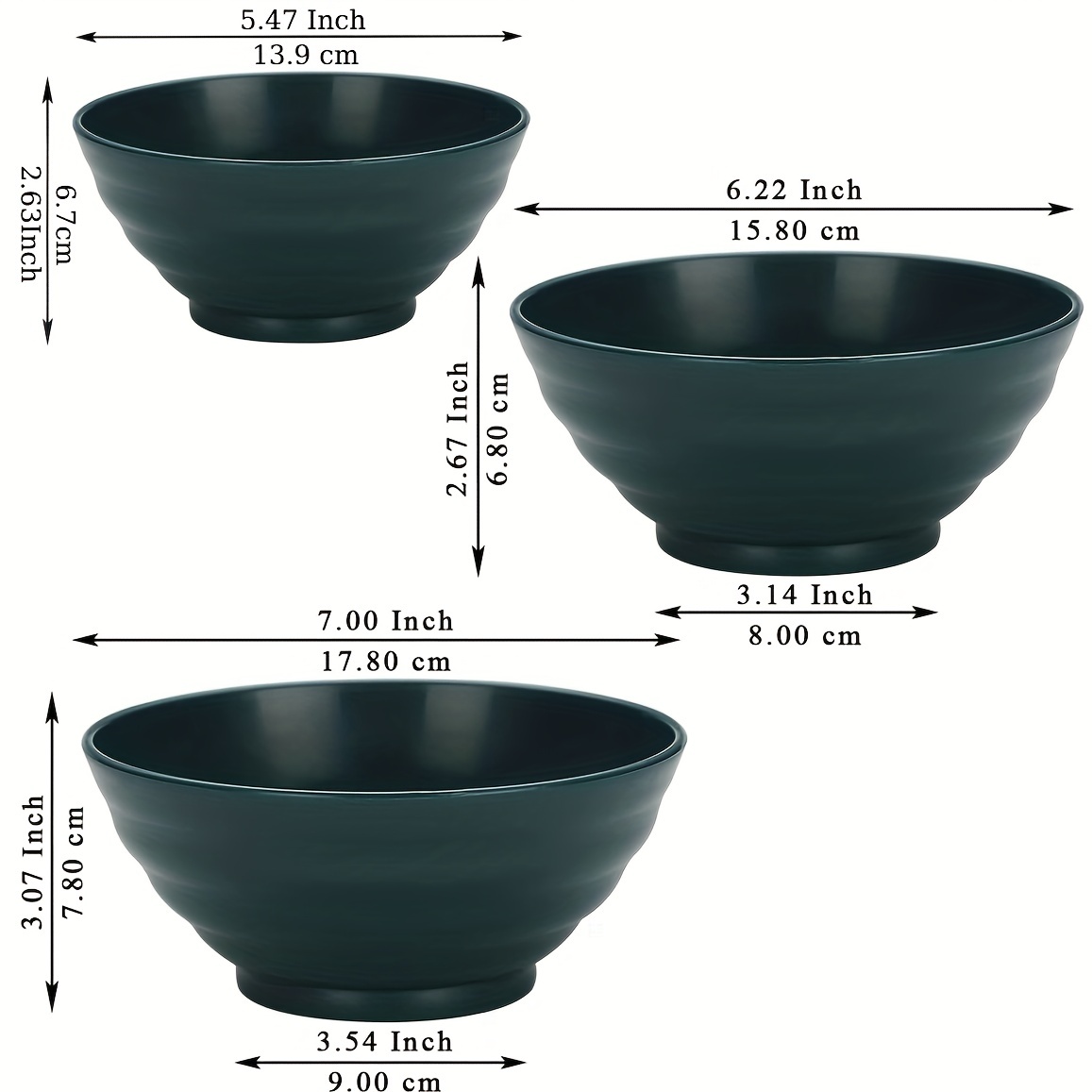 Plastic Bowls Set, 3 Sizes Unbreakable Reusable Light Weight Bowl