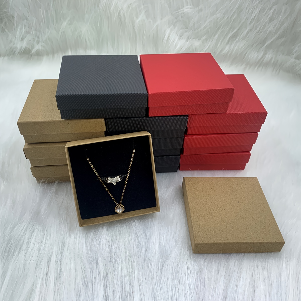 12pcs/pack, Necklace Jewelry Set Box Earrings Ear Stud Packaging Box  Pendant Box Jewelry Packaging Box, Cheapest Items Available, Small Business  Sup