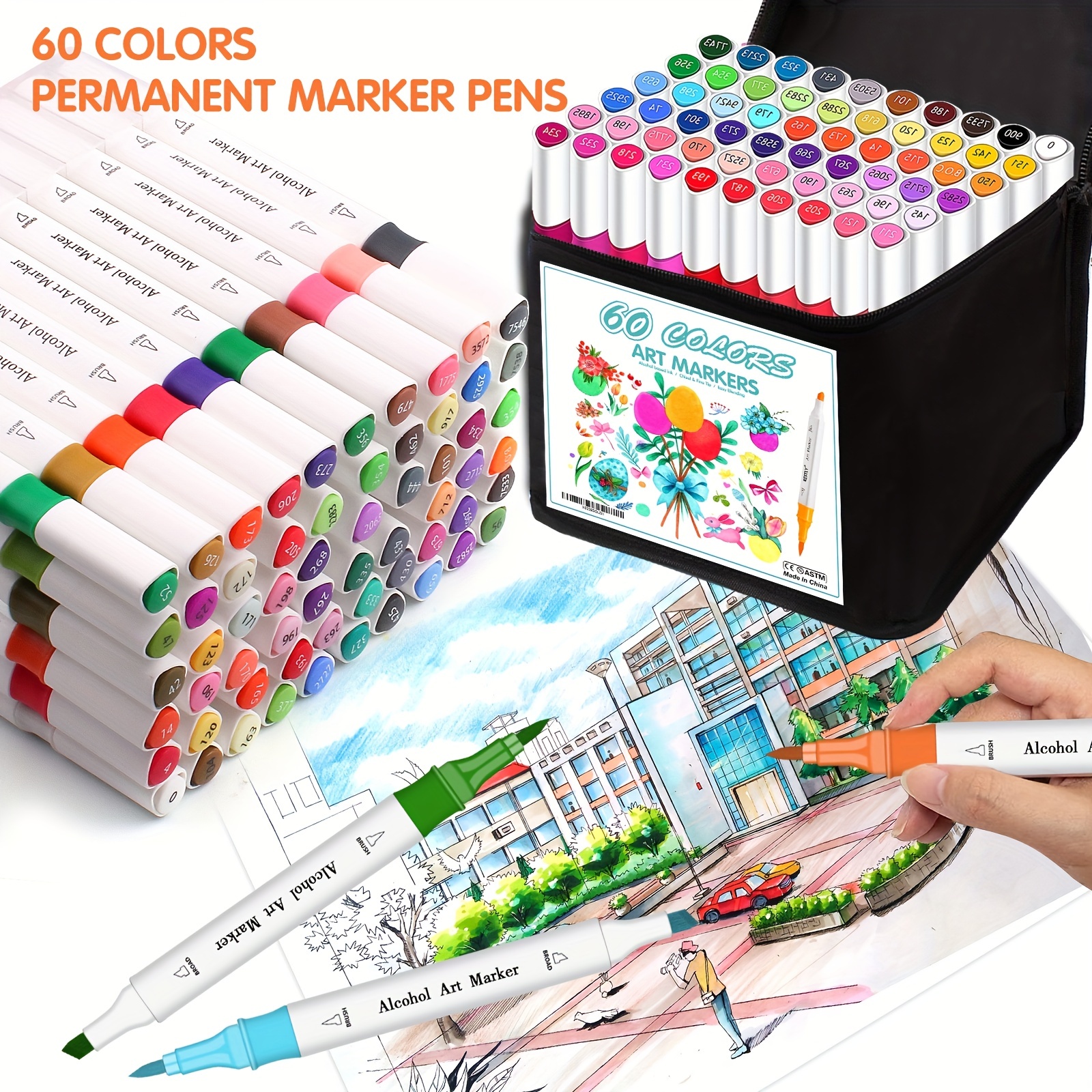 Caliart 40 Colors Dual Tip Art Markers - Art Pens & Markers