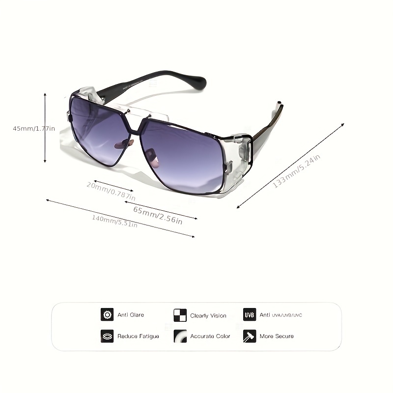 Men's New Square Frame Sunglasses, Unisex Trendy Dust Proof Steampunk Party  Sunglasses, Uv Protection, Plus Casual Glasses Case - Temu