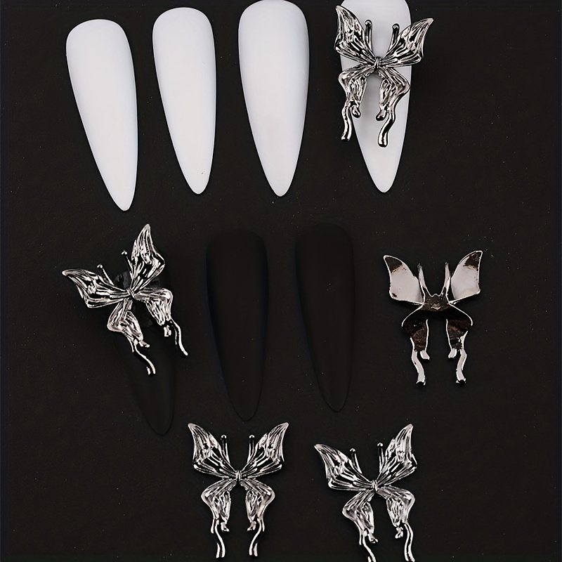 3D Alloy Butterfly Nail Charms 10pcs Metal Butterfly Nail Gems Nail  Rhinestones Shiny Crystal Nail Art