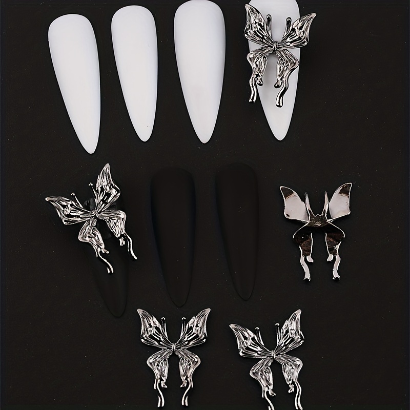 20 Pcs 3D Alloy Butterfly Nail Charms with Crystal Decoration