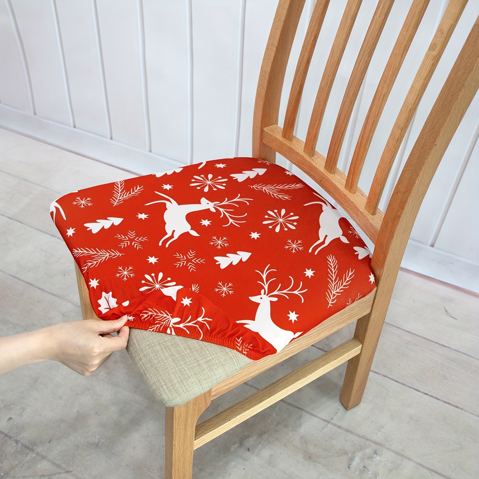 Chair Seat Slipcover Christmas Decoration Stretch Chair Temu