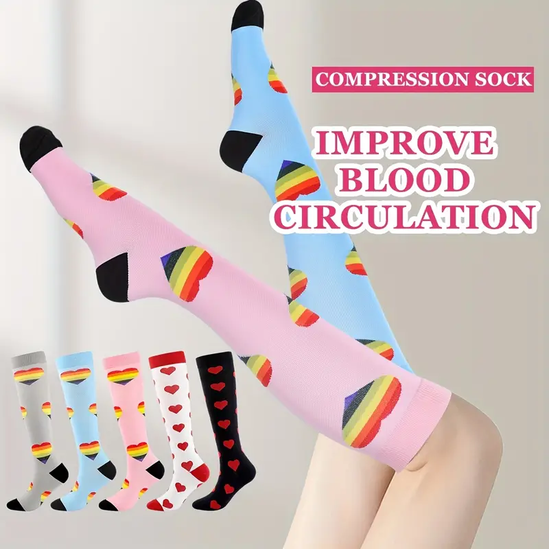 Fashion Printed Compression Socks Thigh High Stockings - Temu