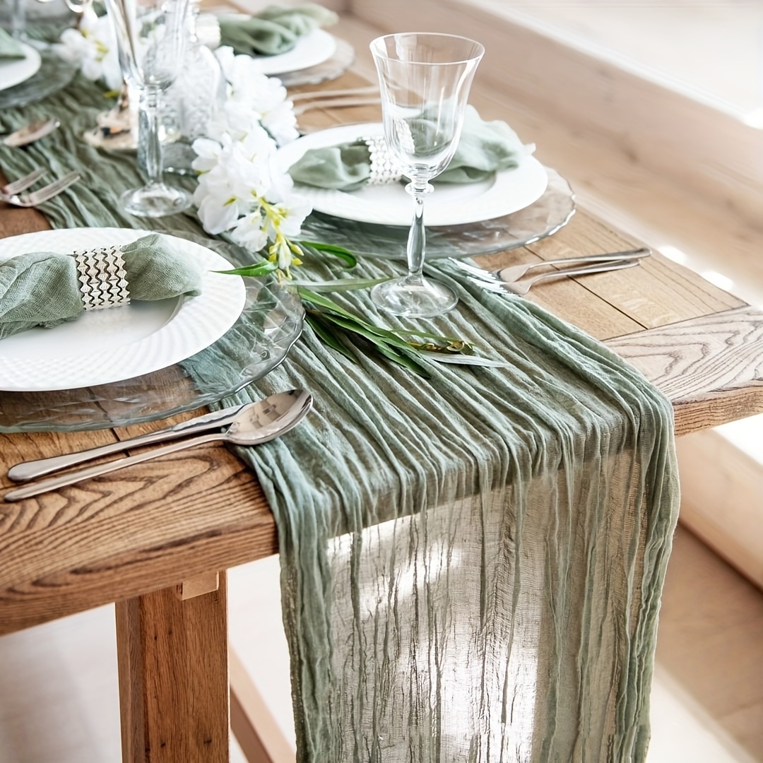 Sage Green Cheesecloth Table Runner Cheese Cloth Gauze - Temu