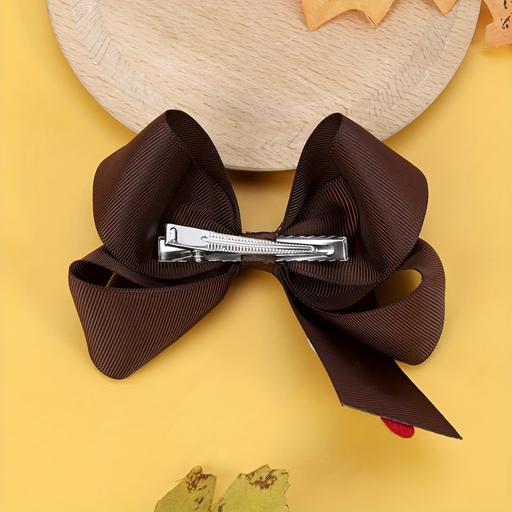 Thanksgiving-Haarschleifen Für Mädchen, 2 Stück – Niedliche Truthahn-Haarspangen Aus Ripsband, Festtags-Accessoire Für Kleinkinder & Kinder