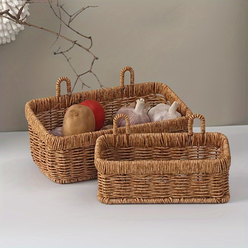 

1/2pcs Storage Basket, Wall Hanging Reusable Nordic Woven Basket, Durable Space-saving Storage Basket, For Garlic, Ginger, Onion And Pepper, Kitchen Organizers And Storage, Kitchen Accessories