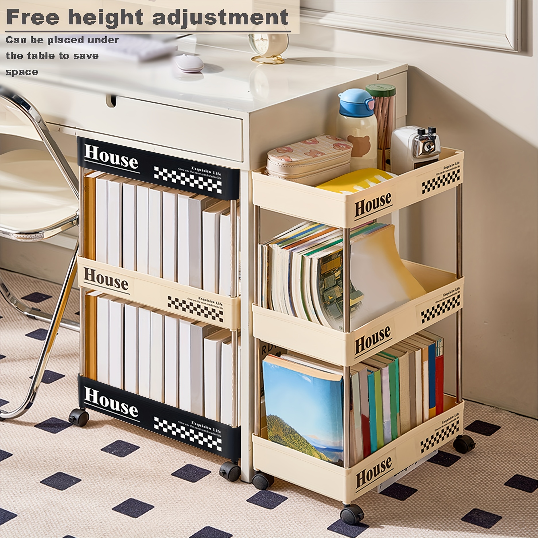 1pc Carrello Di Stoccaggio 3/4 Tiers Mobile Shelving Unit Organizer, Utility  Rolling Shelf Cart Con Ruote Per Bagno Cucina Camera Da Letto Ufficio  Lavanderia Luoghi Stretti, Nero