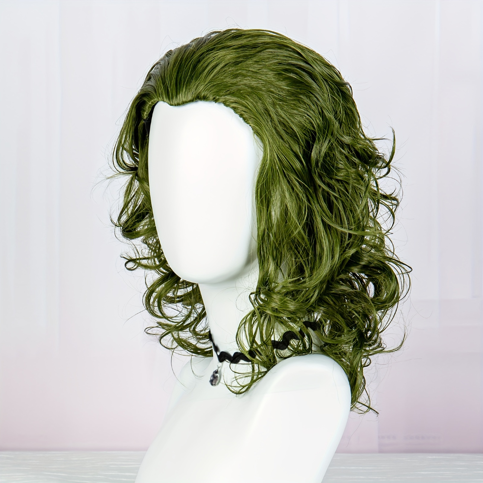 joker wig cosplay mens green wig fluffy clown wig wavy heat resistant synthetic christmas cosplay costume unisex wig green