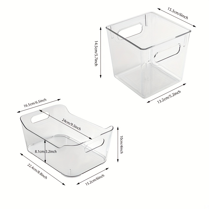 2PCS Stackable Acrylic Storage Bins, Clear Organizers with Handles