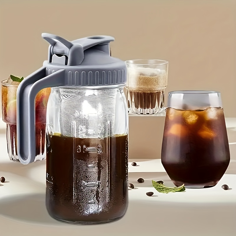 1pc 800ml/27oz Portable Cold Brew Coffee Maker with Stainless Steel Filter, Iced  Coffee Maker, Household Glass Coffee Cold Brewing Pot, Iced Brew Coffee,  Ice Lemonade, Sun Tea, Fruit Drinks, Summer Cold Extraction