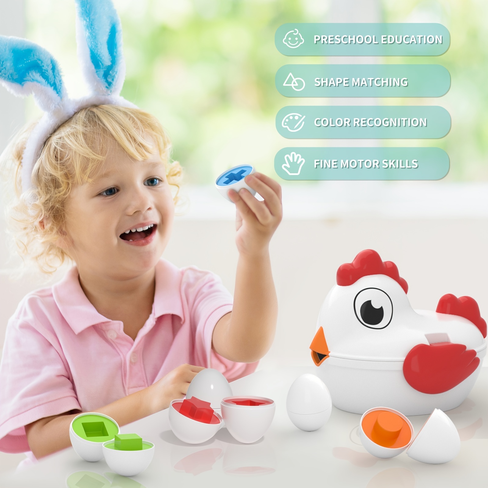 Smart-Egg ™ Jouet Oeuf-Poule éducatif et apprentisage préscolaire pour les  tout-petits .