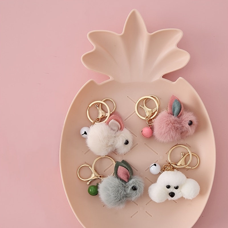 Cartoon Unicorn Pom Pom Keychain Cute Animal Plush Key Ring Purse Bag  Backpack Car Earphone Accessory Children's Day Gift - Temu