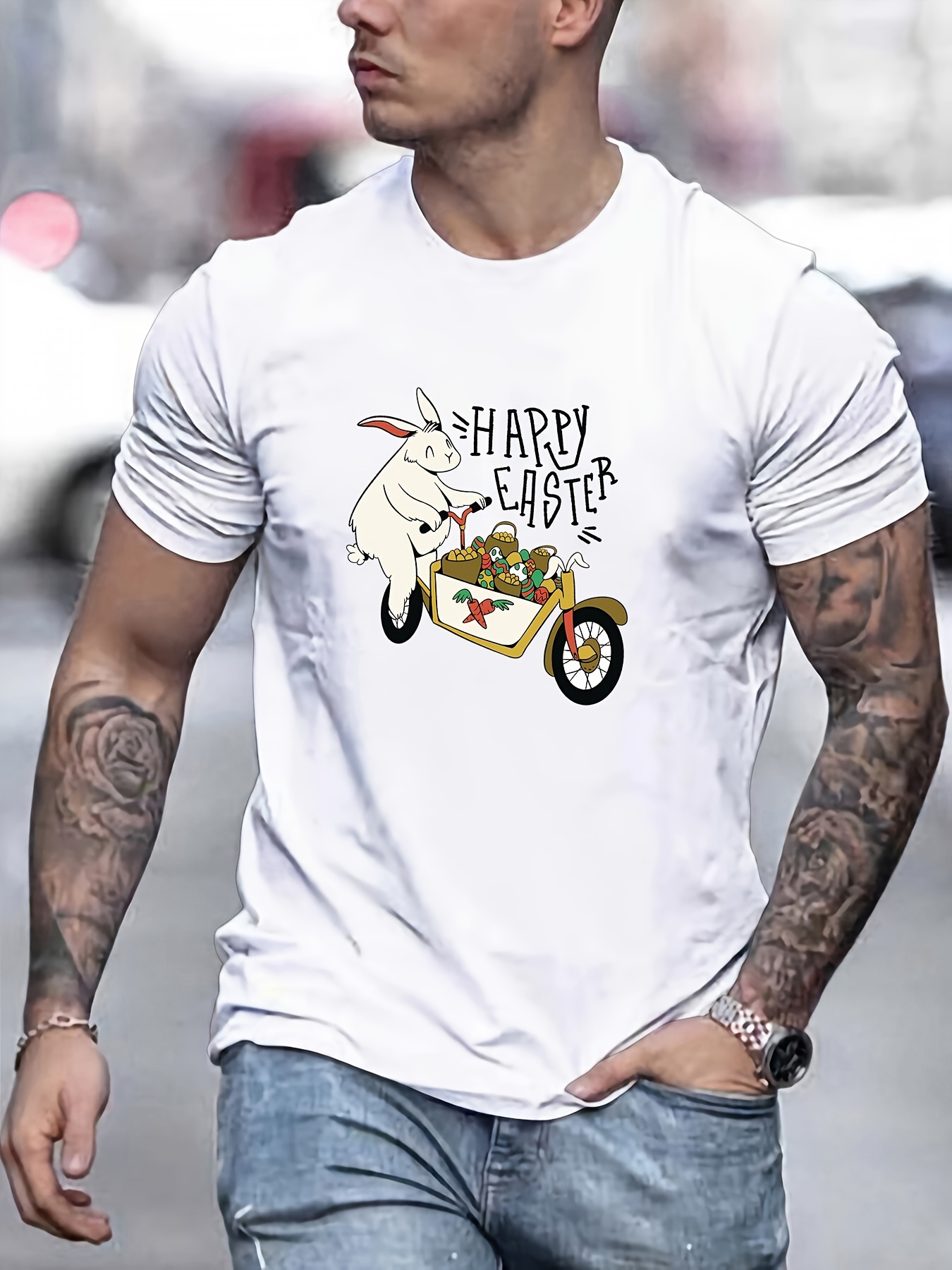 mens easter style bunny graphic print short sleeve t shirts Temu